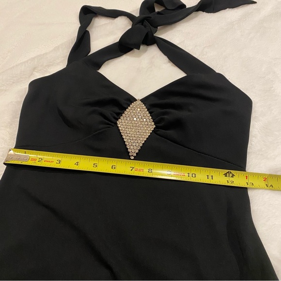 Black Halter Formal Gown with Diamond Rhinestones Y2K, Vintage - Picture 4 of 16